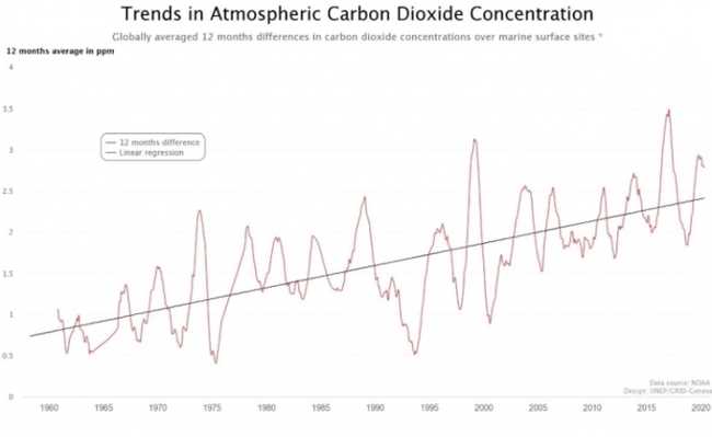 الرسم البياني لثاني أكسيد الكربون