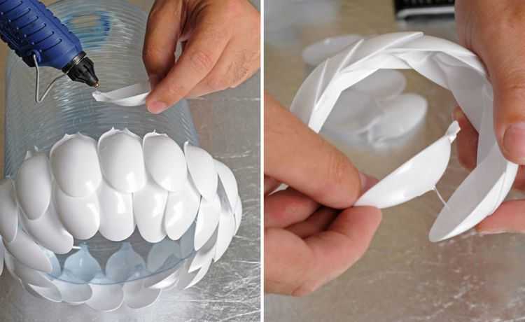 Lluminària feta amb culleres de plàstic